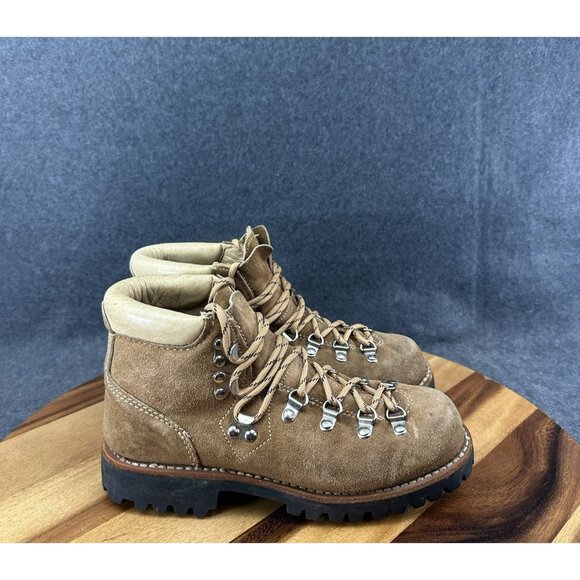 Vintage Mont Blanc Sears Brown Suede Leather Hiking Mountaineering Boots 4.5B - Picture 1 of 10